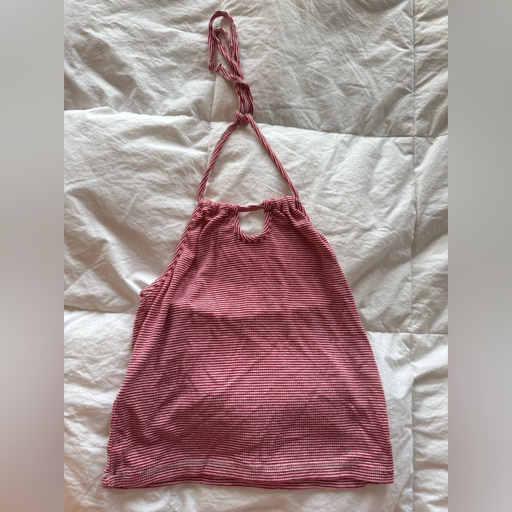 Brandy Melville striped red and white halter top, one size
